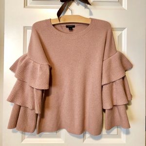 Halogen Blush Tiered Sleeve Sweater zara style